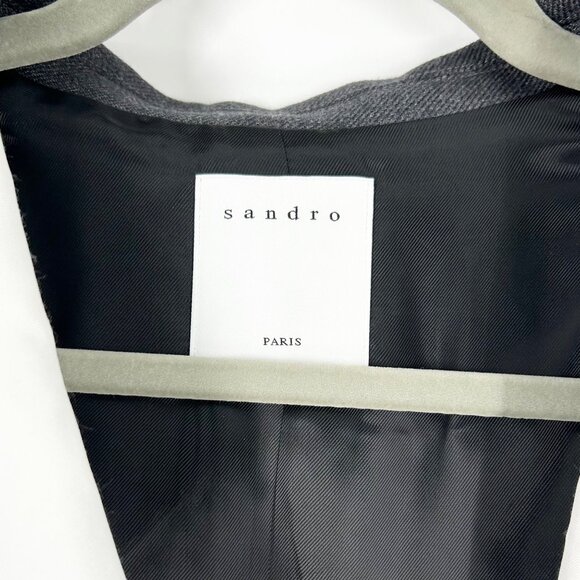 NWOT Sandro Contrasting Lapel Wool Blend Blazer Jacket - Picture 6 of 10